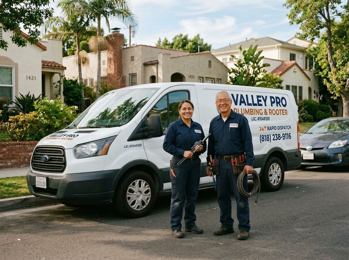 Aquavo Plumbing technicians and service vans in Los Angeles