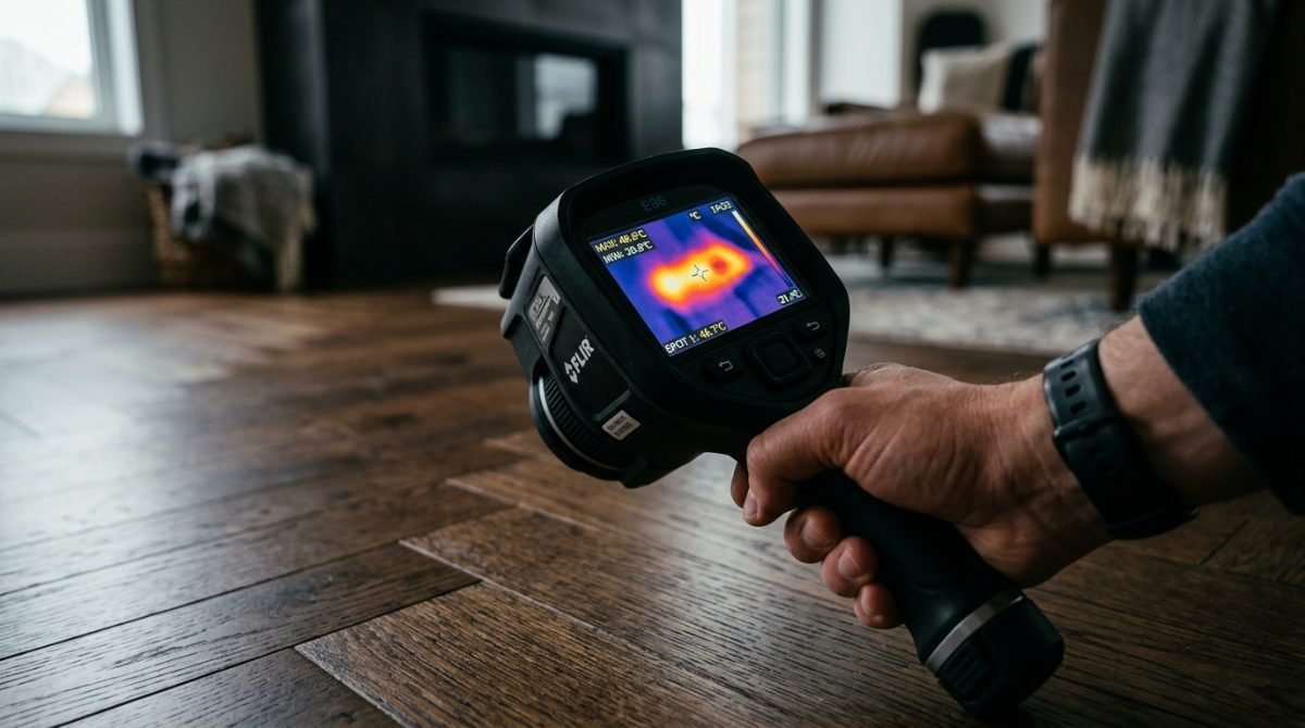 5 warning signs of a foundation slab leak including thermal warm floor spot scan and water meter testing